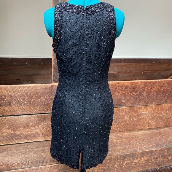 ✨HP✨ Vintage Laurence Kazar Beaded Silk Cocktail Dress - Picture 8 of 14